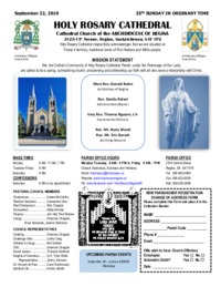 Holy Rosary Bulletin 9-22-2019